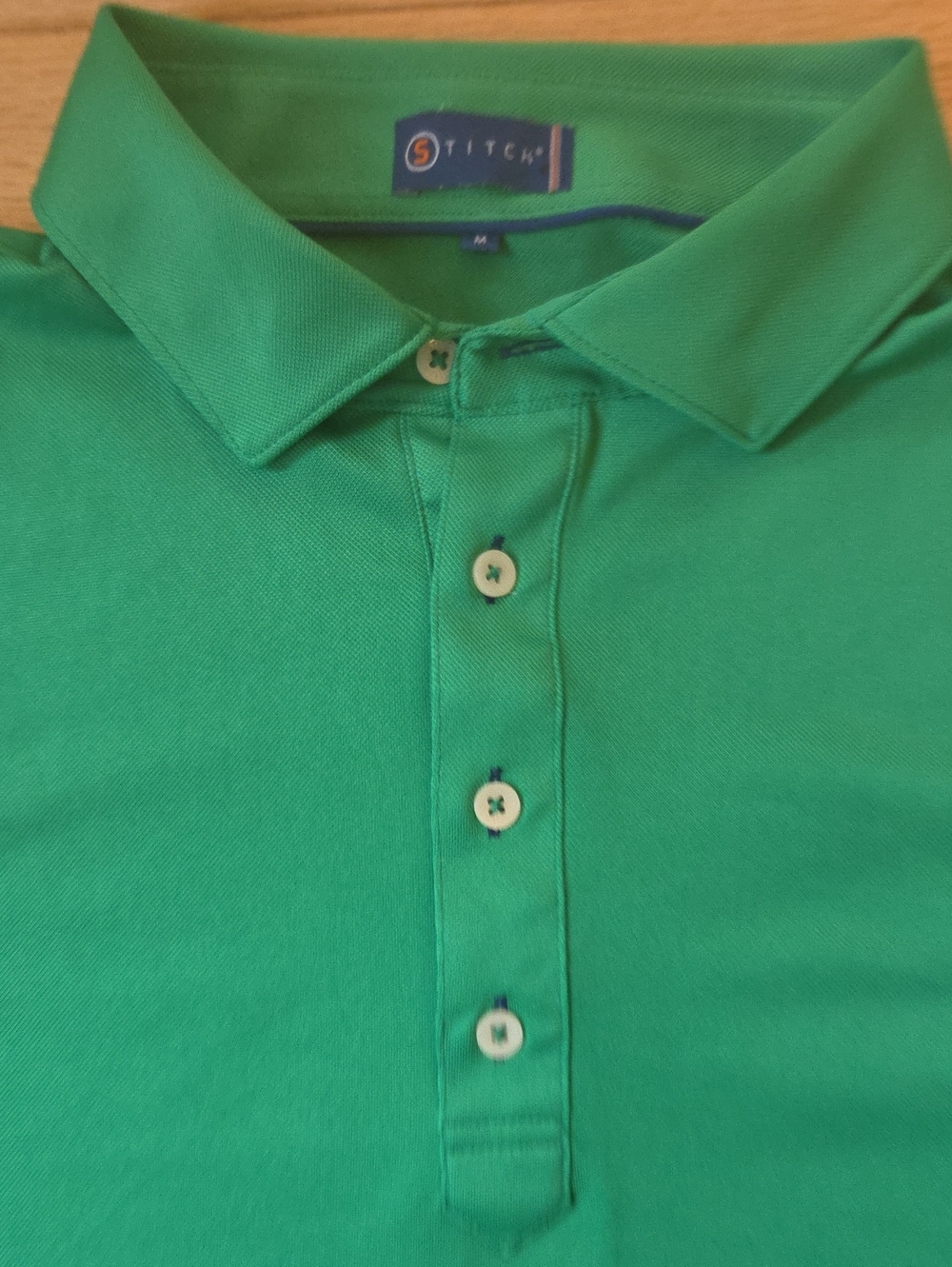 Stitch Golf Men's Size Medium Solid Pique Performance Polo Shamrock Green, M